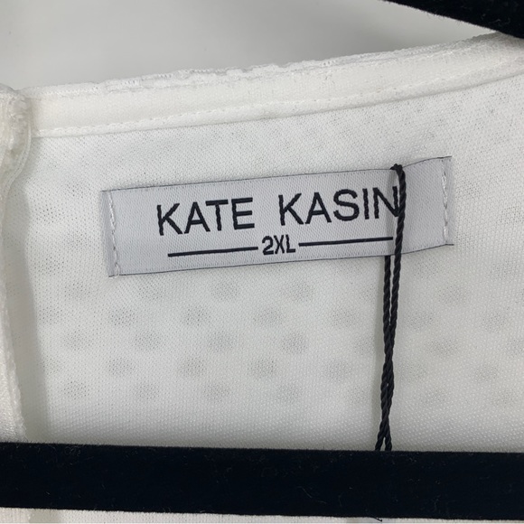 Kate Kasin womens 2XL dress White Ruffles Tie Cutout Asymmetrical NEW - Picture 6 of 11